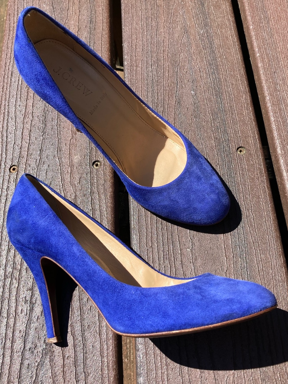 J.Crew Made in Italy Cobalt Blue Suede Pumps Size 7.5 High Heels
